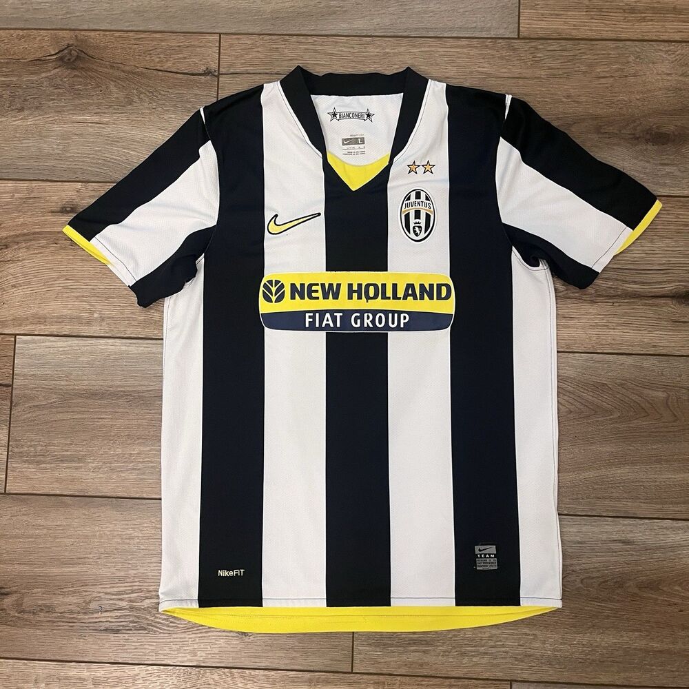 Nike Juventus Home Jersey Kit Shirt Black White Striped 2008/09 Size Youth L